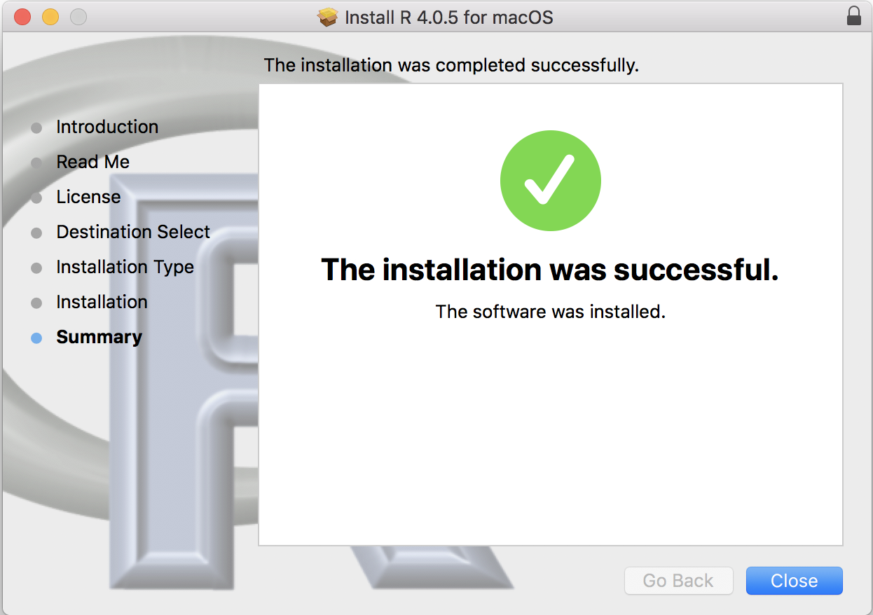 R Installation wizard for Mac