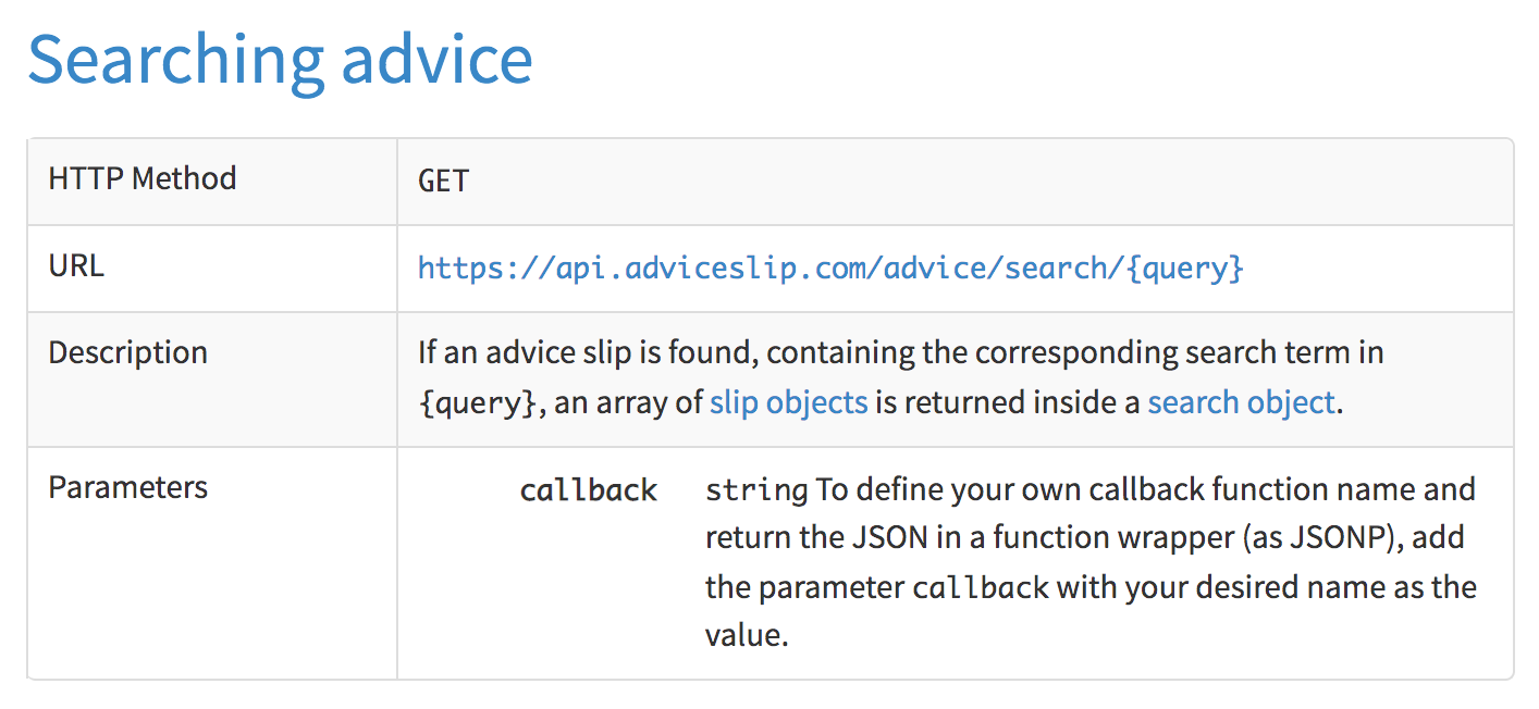 Random advices with search query