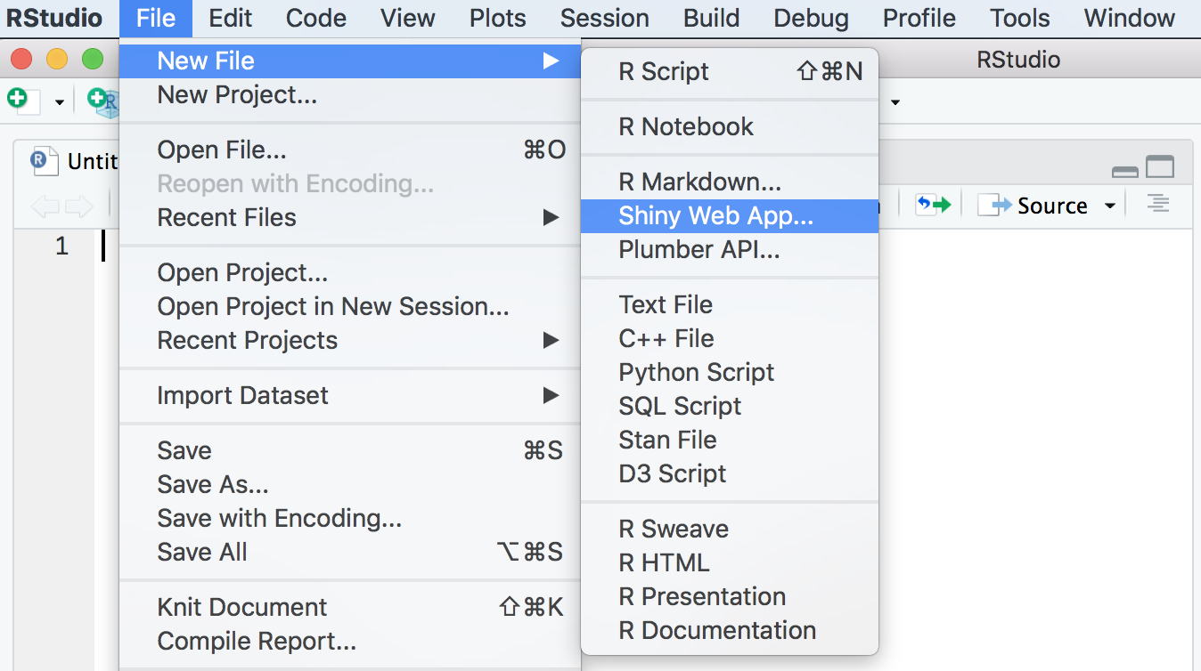 Creating a new shiny app