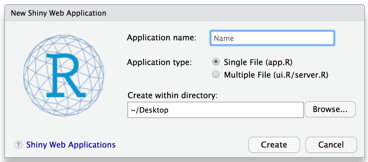 Default options when creating a new shiny app