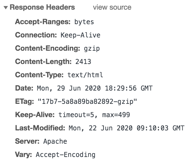HTTP response headers