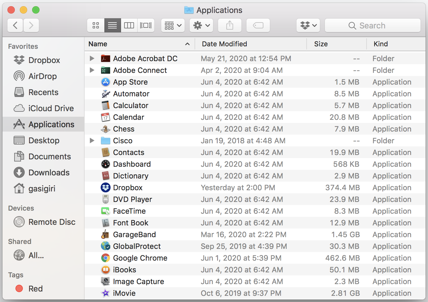 Graphical User Interface Finder in Mac