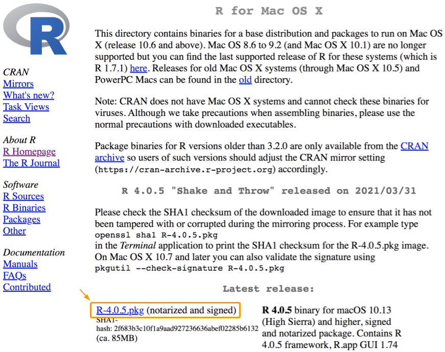 CRAN download for Mac