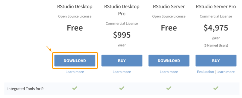 Choose RStudio free desktop