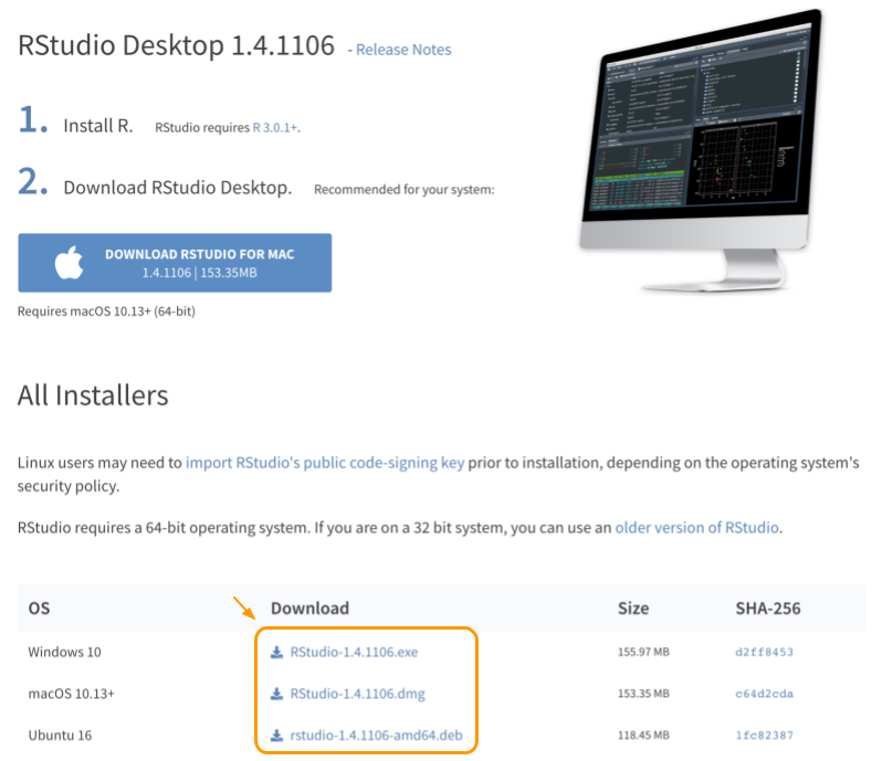 RStudio Desktop versions